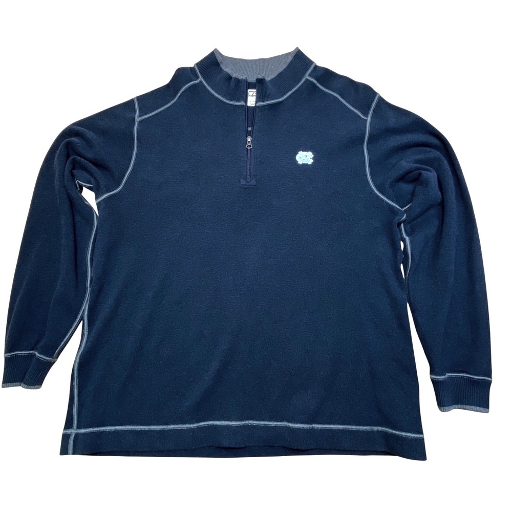 Cutter & Buck UNC Tarheels North Carolina Pullover‎ Mens XL Navy Gray Stitching